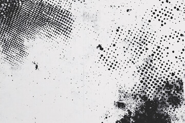 black and white grunge texture with halftone patterns and distressed areas creating a raw vintage look suitable for edgy backgrounds