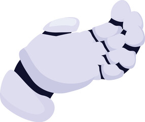 Modern robot hand with flexible fingers keeping or holding something