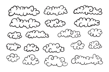 Doodle line cloud hand drawn in the sky