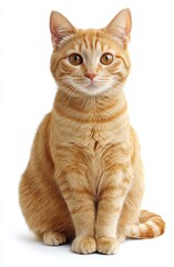 Obraz premium orange cat sitting and looking at the camera, against a white background
