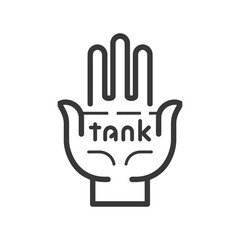 Obraz premium Hand with fingers extended holding the word thank