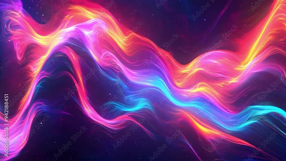 Poster bright, vivid swirls of color weave through a dark cosmic backdrop, creating an ethereal visual expe
