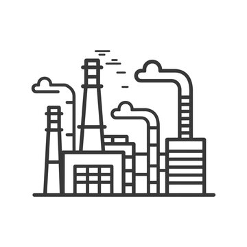 recommend clip art: Industrial Factory with Chimneys and Smoke Emission