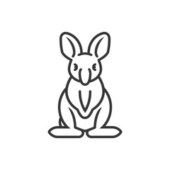 Line art illustration of a kangaroo sitting upright