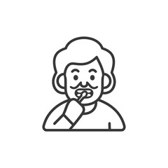 Line art illustration of a man brushing his teeth
