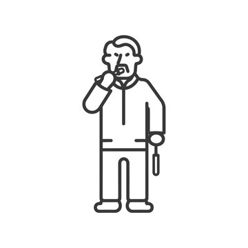 recommend clip art: Line art illustration of a man brushing his teeth