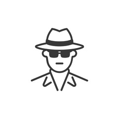 Line Art Illustration of a Man Wearing a Fedora and Sunglasses