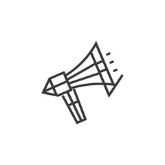 Line art illustration of a megaphone with a checkmark