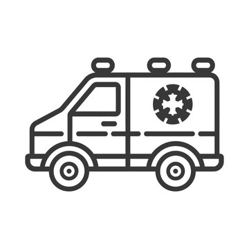 recommend clip art: Line Art Illustration of a Medical Emergency Vehicle