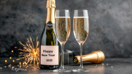 Festive New Year's Celebration A Stylish Greeting Card for 2025