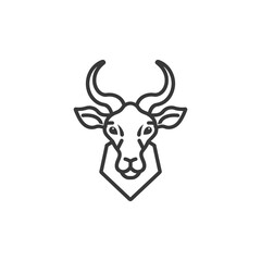 Line art illustration of an antelope head with horns