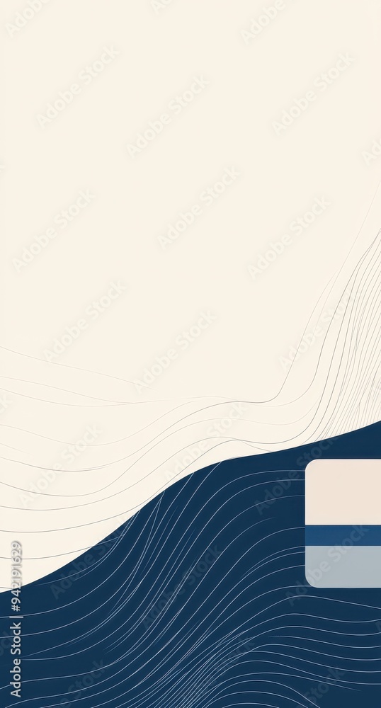 Poster abstract graphic with blue and white background featuring flowing wave lines for modern design conce