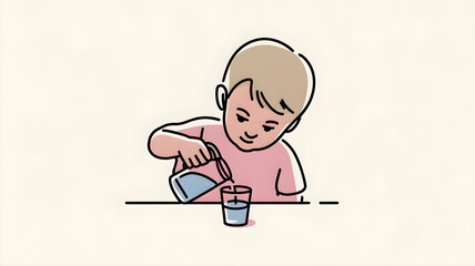 nauka, rozw&oacute;j, codzienne czynności, samoobsługa, czystość, dziecko, edukacja, rytuał, umiejętności praktyczne, aktywność, odpowiedzialność, samodyscyplina, łazienka, przedszkolak, woda, nalewanie wody