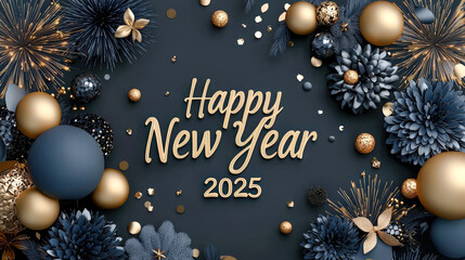 Festive New Year's Celebration A Stylish Greeting Card for 2025