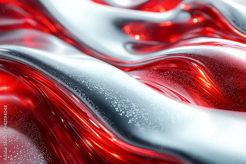Poster bold red and metallic silver streaks collide, creating a sense of dynamic energy and motion. concept
