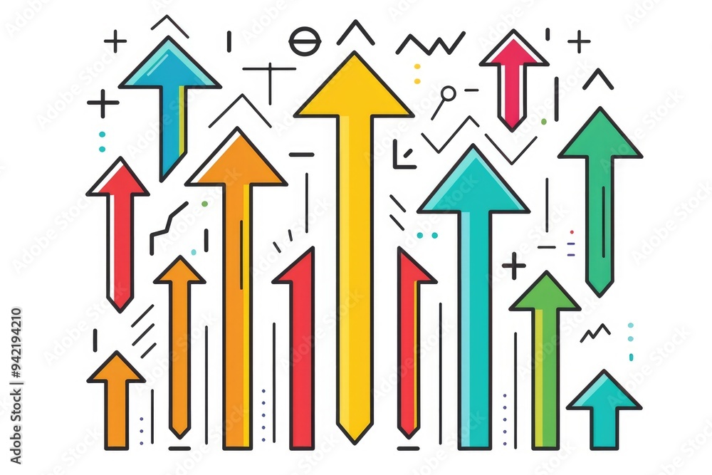 Poster simple illustration of arrows pointing different directions, suitable for use in presentations or ed
