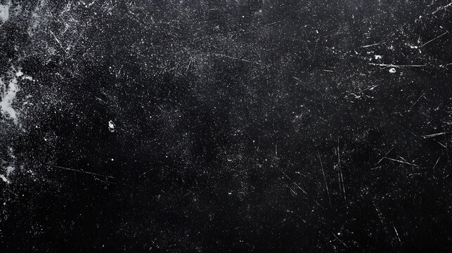 white dust and scratches on a black background. The texture of dirt on the glass.