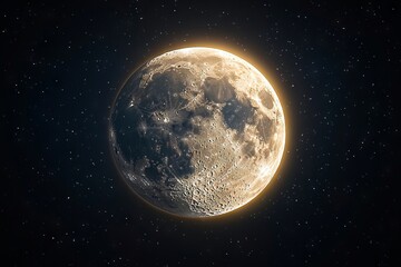 Obraz premium A full moon in the night sky with stars in the background