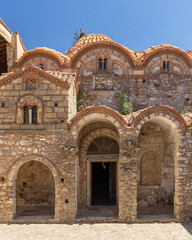 Interior of Agios Demetrios Cathedral in Mystras, Peloponnese, Greece