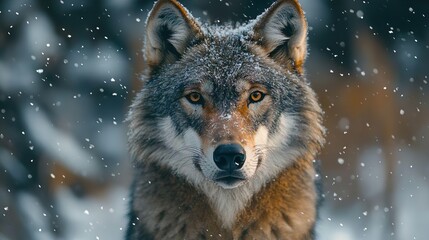 Obraz premium Fox close-up in a snowy setting ideal for capturing the beauty of winter wildlife