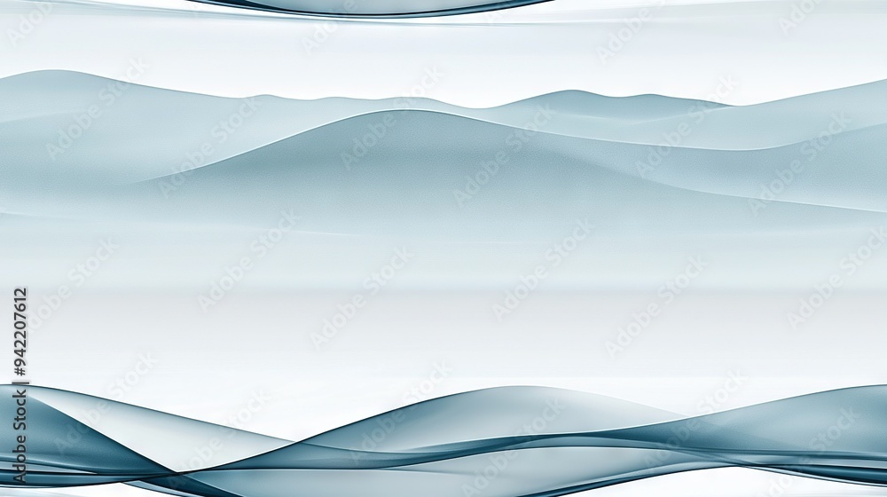 Poster a distant mountain range is visible through water in the foreground, with a layer of fog shrouding t