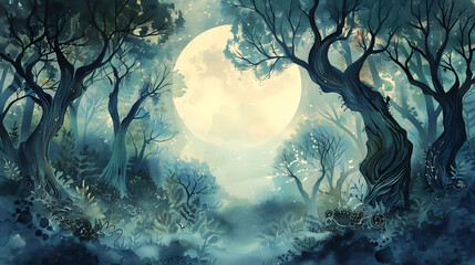 "A Whimsical Opaque Watercolor Illustration of an Enchanting Fantasy Landscape with Dreamlike Colors and Soft Details"