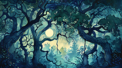 "A Whimsical Opaque Watercolor Illustration Depicting a Playful and Enchanting Fantasy Scene with Vibrant Colors"