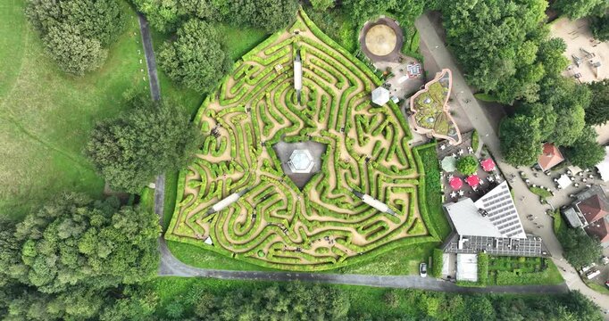 Labyrint at The Drielandenpunt near Vaals, The Netherlands. Aerial drone view.