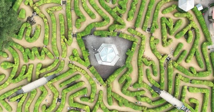 Labyrint at The Drielandenpunt near Vaals, The Netherlands. Aerial drone view.