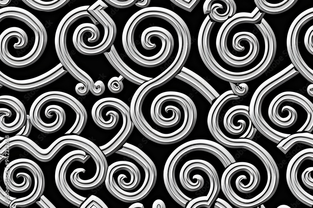 Poster a simple, elegant design featuring interconnected swirls in monochrome