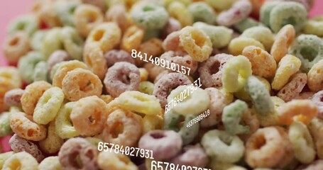 Animating numbers over colorful cereal loops