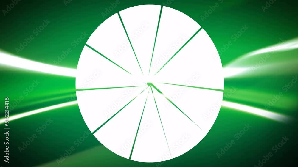 Poster White geometric shape animation over green and yellow abstract background