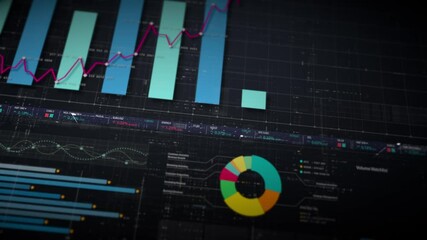 Dynamic data visuals for business info graphics, animated charts, and data-driven insights for a business meeting mock-up. Explore the world of trading, stock exchanges, and crypto