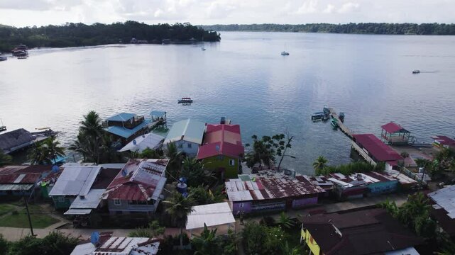 Bastimentos Island - waterfront homes, calm Caribbean sea, Bocas del Toro, Panama