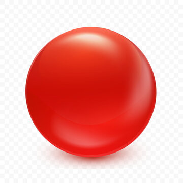 Red ball isolated on transparent background. Realistic 3d red sphere. Glass glossy orb with shadow. Abstract magic crystal. Vector illustration eps10