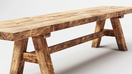 Rustic wooden bench with a natural finish.