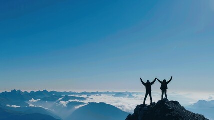 Couple Celebrating Mountaintop Victory