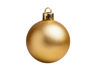 Weihnachtsbaumkugel in Gold isoliert  Hintergrund, Freisteller 