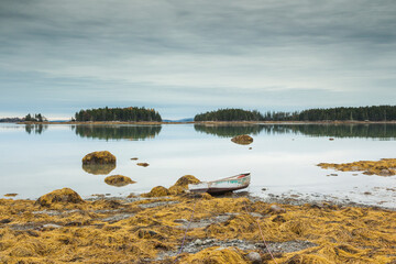 USA, Maine Mountainville. Autumn on Penobscot Bay.