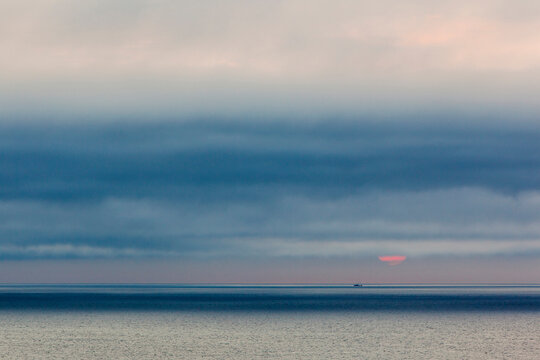 Dawn over the Atlantic Ocean as seen from the Marconi Station Site in the Cape Cod National Seashore. Wellfleet, Massachusetts.