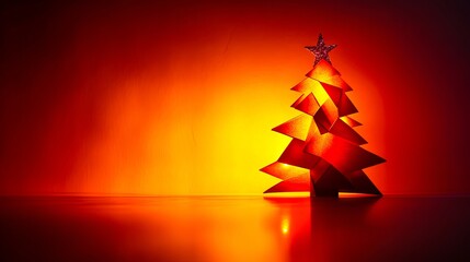 A small red christmas tree with a star on top of it