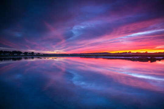 USA, Massachusetts, Cape Ann, Gloucester. Annisquam Harbor at sunset.