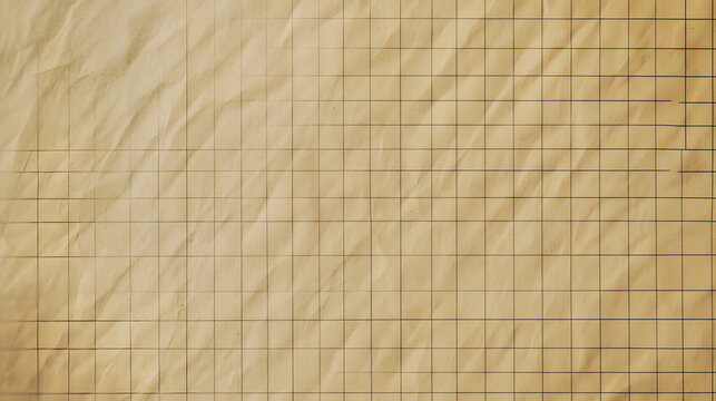 A sheet of old brown math grid paper, graph paper texture as background