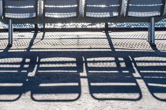 USA, Massachusetts, Cape Cod, Hyannis-Nantucket Island. Morning shadows on Nantucket Ferry.