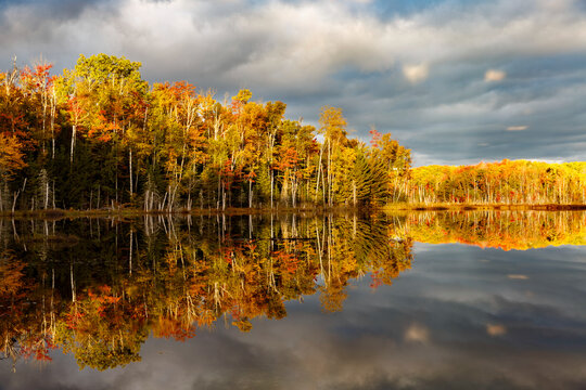 Red Jack Lake and sunrise reflection, Alger County, Upper Peninsula of Michigan.