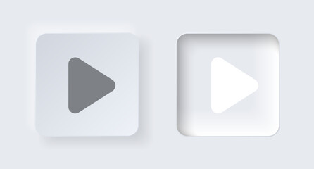 Neumorphic on and off button for interface application or web design. Simple elegant Vector neumorphism trendy designs element UI components isolated on white background.