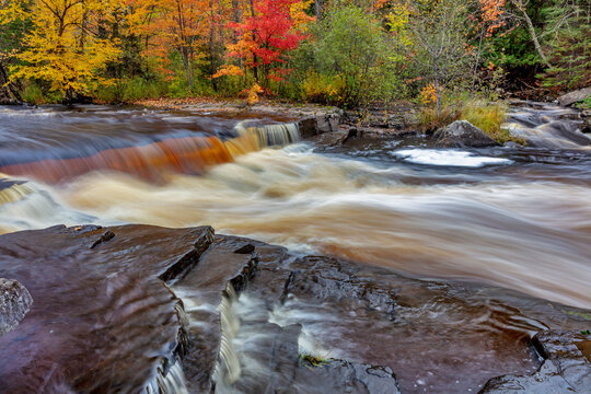 Sturgeon River in autumn near Alberta in the Upper Peninsula of Michigan, USA