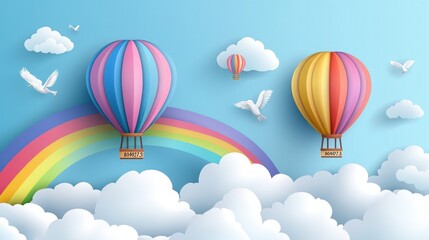 Fototapeta premium Hot Air Balloons Soaring Above the Clouds