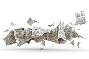 A pile of newspapers blowing away in the wind