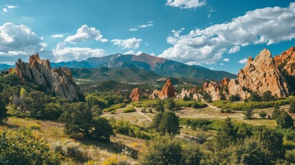 landmark photography of trees near rocky mountain under blue skies daytime
